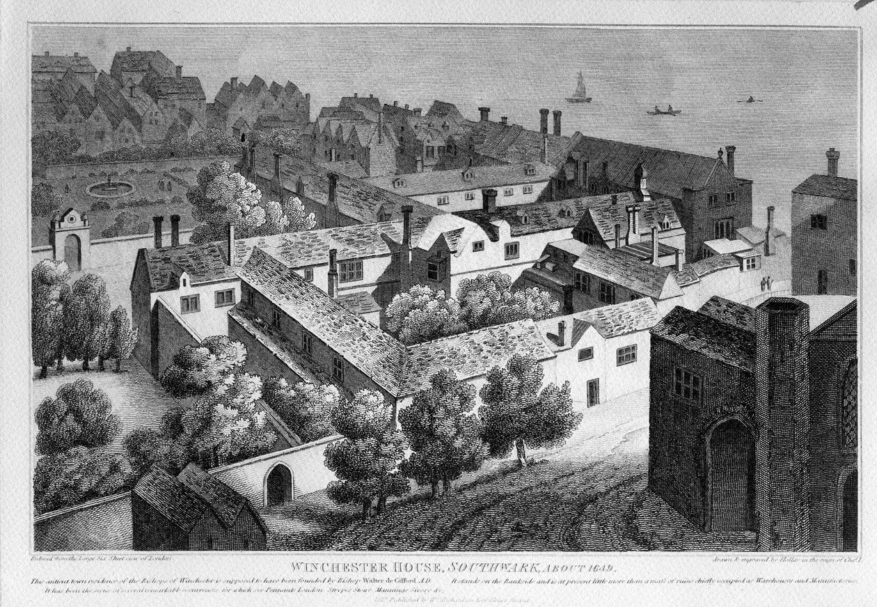 Winchester House, Southwark um 1649, veröffentlicht 1812 von Wenceslaus Hollar