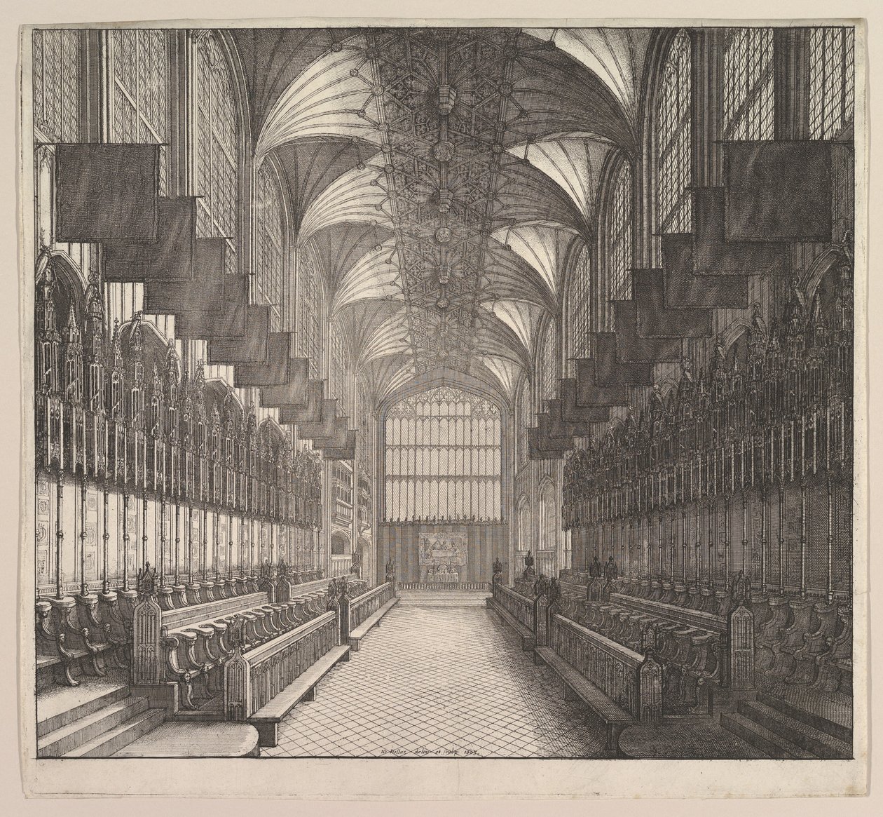 Windsor Castle, St. Georges Kapelle, Chor, 1663 von Wenceslaus Hollar