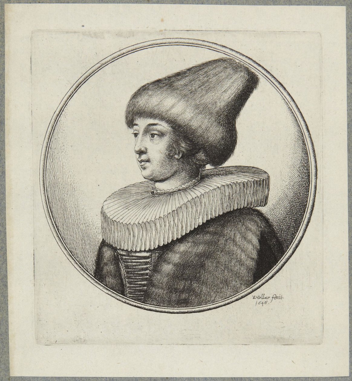 Frau mit spitzer Pelzmütze von Wenceslaus Hollar