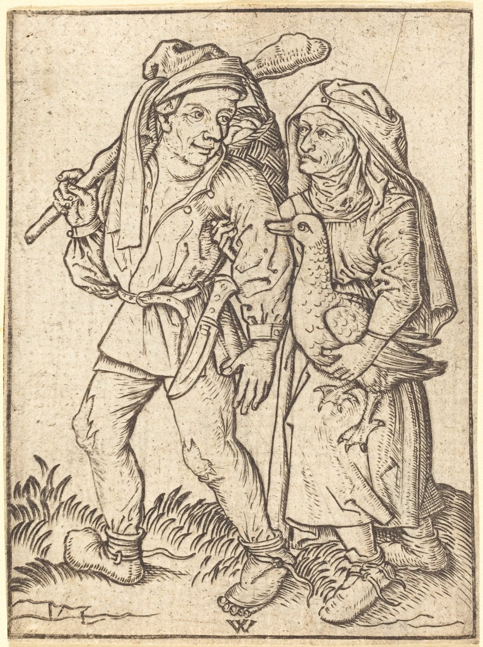 Bauer und Frau mit Gans von Wenzel von Olmutz after Master of the Housebook