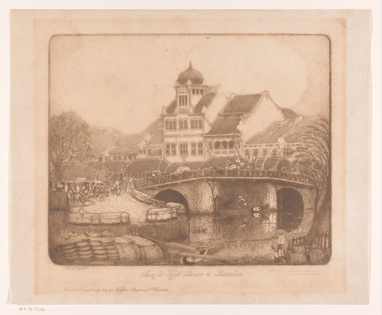 An der Kali Besar in Batavia von Wijnand Otto Jan Nieuwenkamp (signed by artist)