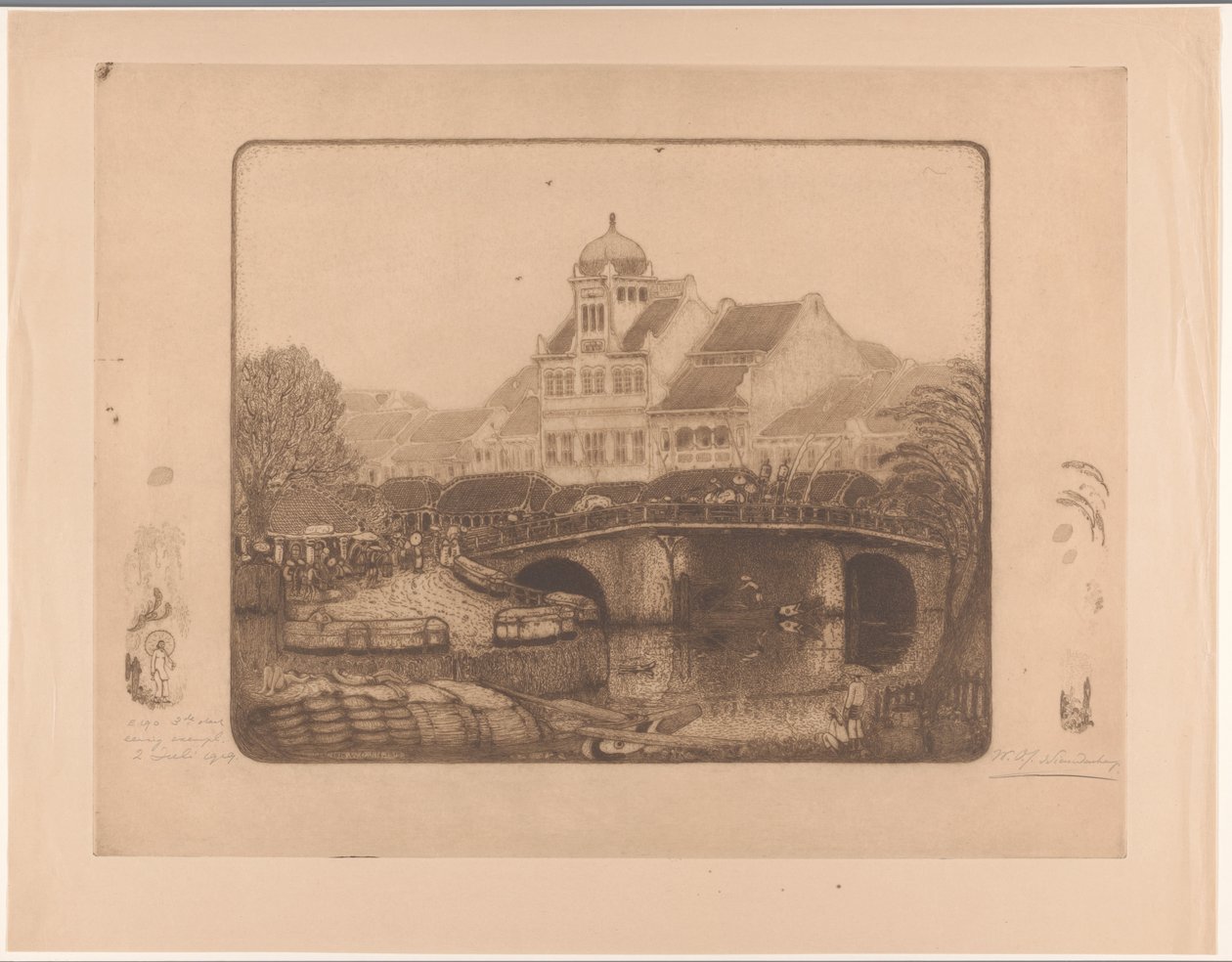Brücke und Bürogebäude in Batavia von Wijnand Otto Jan Nieuwenkamp (signed by artist)