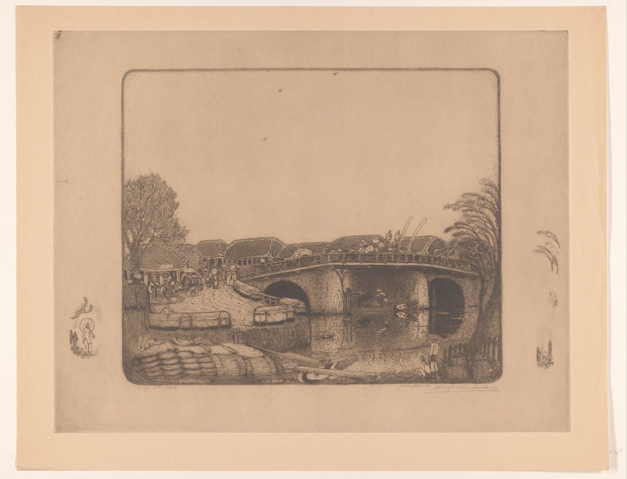 Brücke in Batavia von Wijnand Otto Jan Nieuwenkamp (signed by artist)