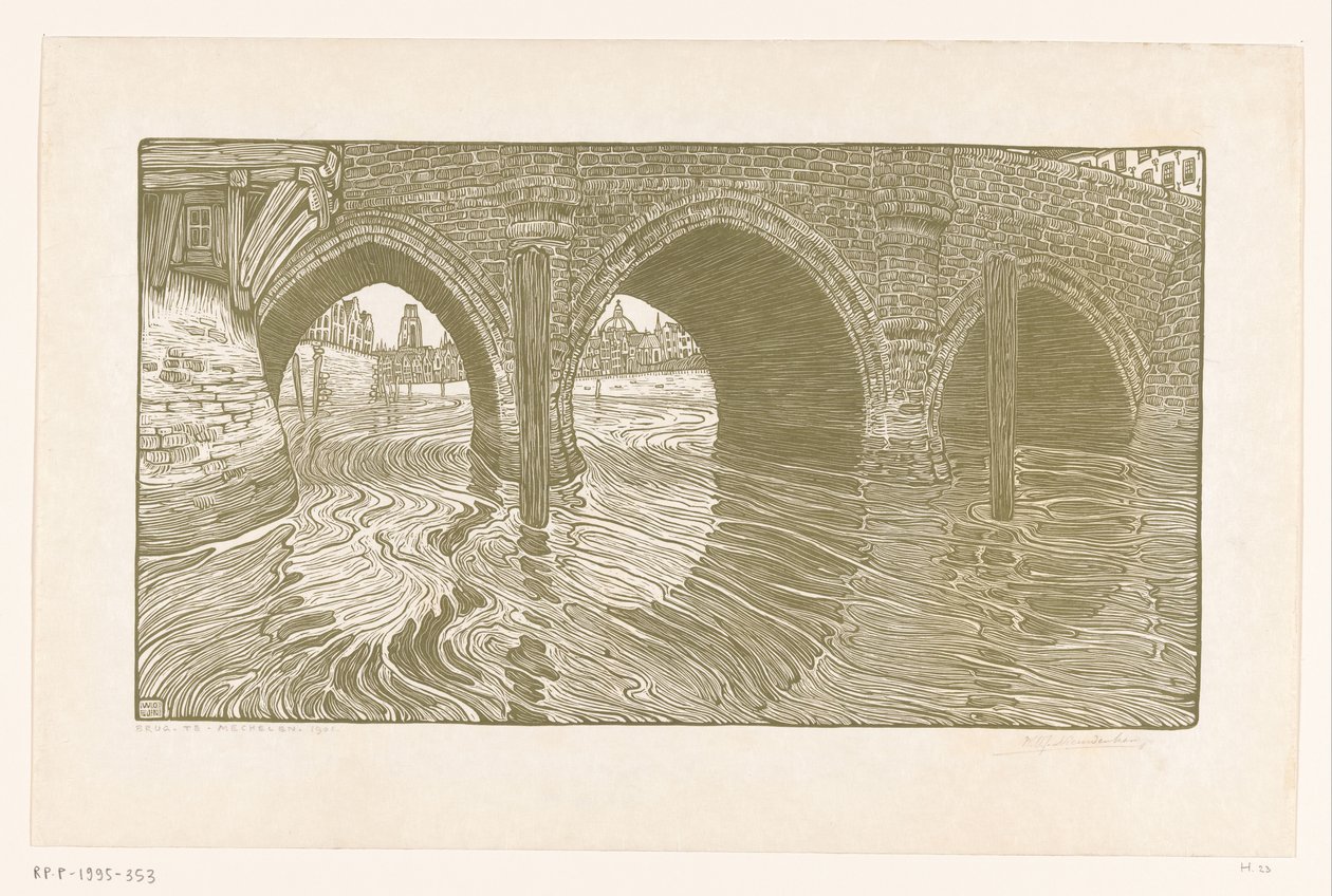 Brücke in Mechelen von Wijnand Otto Jan Nieuwenkamp (signed by artist)