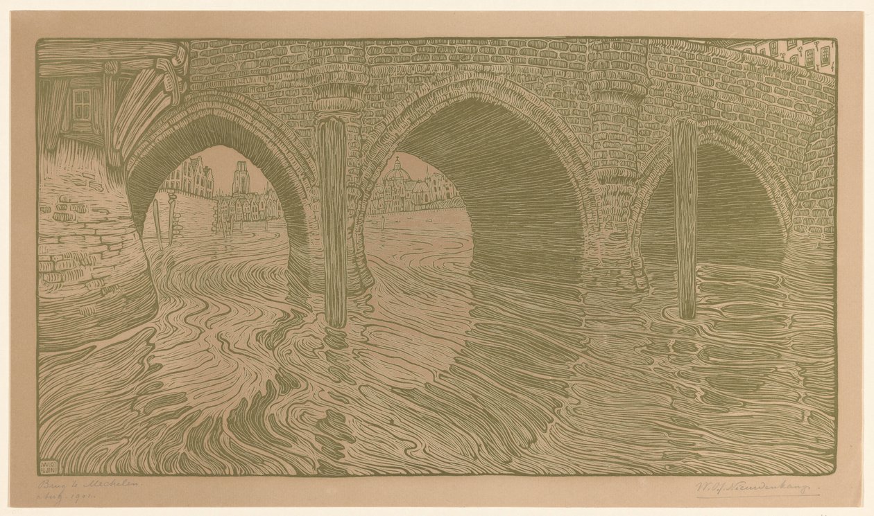 Brücke in Mechelen von Wijnand Otto Jan Nieuwenkamp (signed by artist)
