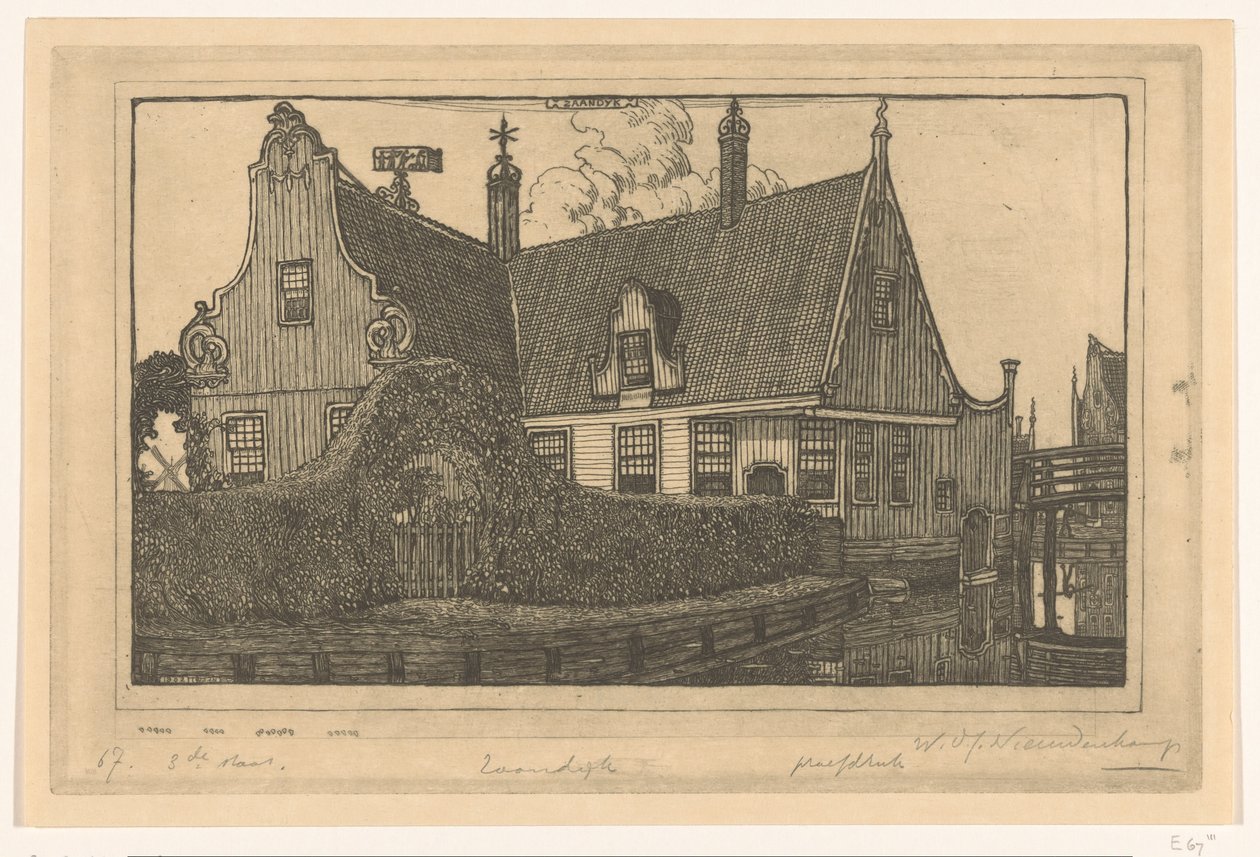 Holzhaus am Wasser in Zaandijk von Wijnand Otto Jan Nieuwenkamp (signed by artist)