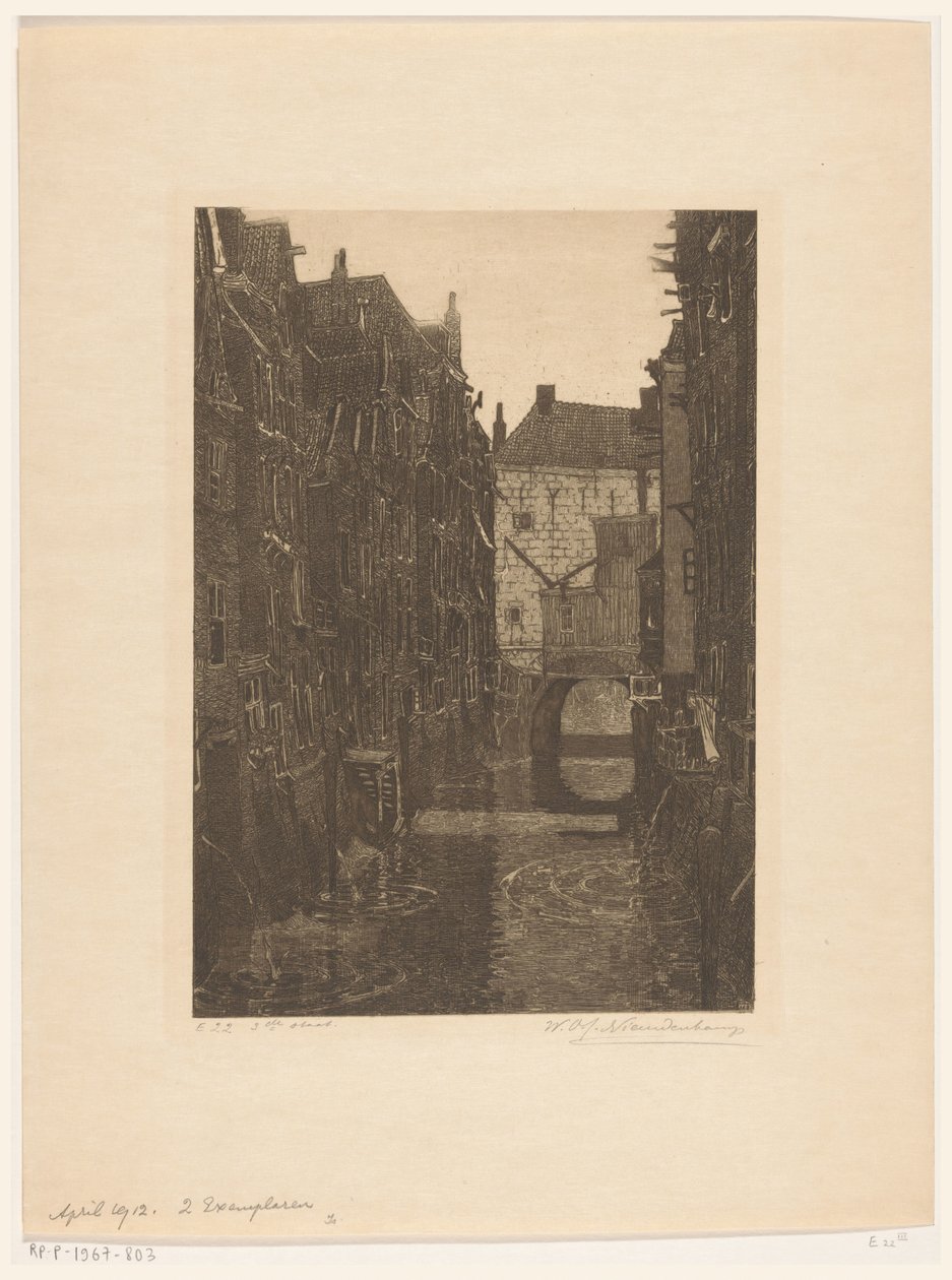 Häuser an der Voorstraatshaven in Dordrecht (Serie: Dordrecht, sechs Radierungen von W.O.J. Nieuwenkamp und J.M. Graadt van Roggen) von Wijnand Otto Jan Nieuwenkamp (signed by artist)