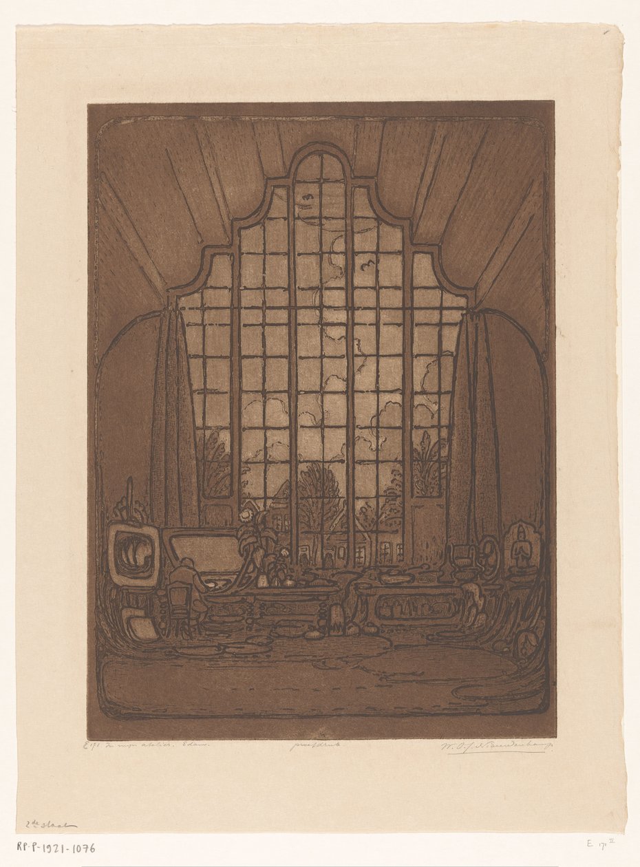 Innenraum des Ateliers von Wijnand Otto Jan Nieuwenkamp in Het Marken in Edam von Wijnand Otto Jan Nieuwenkamp (signed by artist)