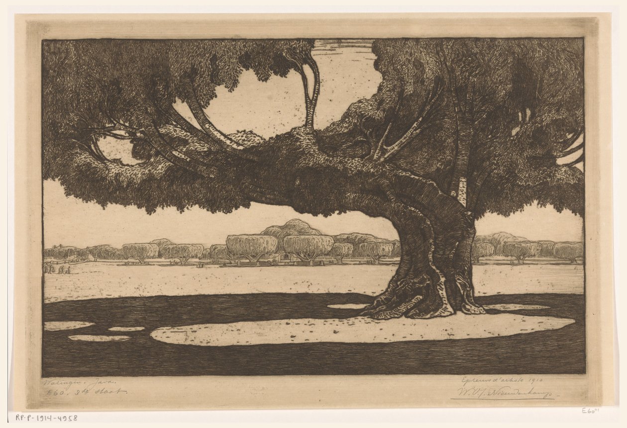 Waringinbäume im Garten des Palastes des Sultans in Yogyakarta von Wijnand Otto Jan Nieuwenkamp (signed by artist)