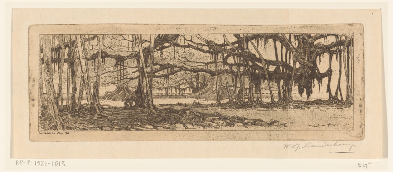Waringinbäume in einem Garten in Buitenzorg von Wijnand Otto Jan Nieuwenkamp (signed by artist)