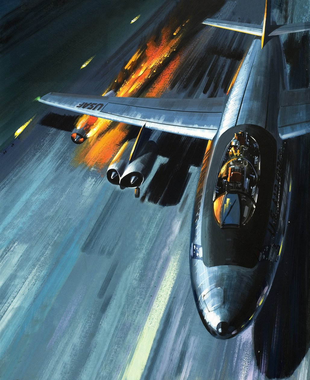Albtraum in einem brennenden Bomber, Illustration aus 