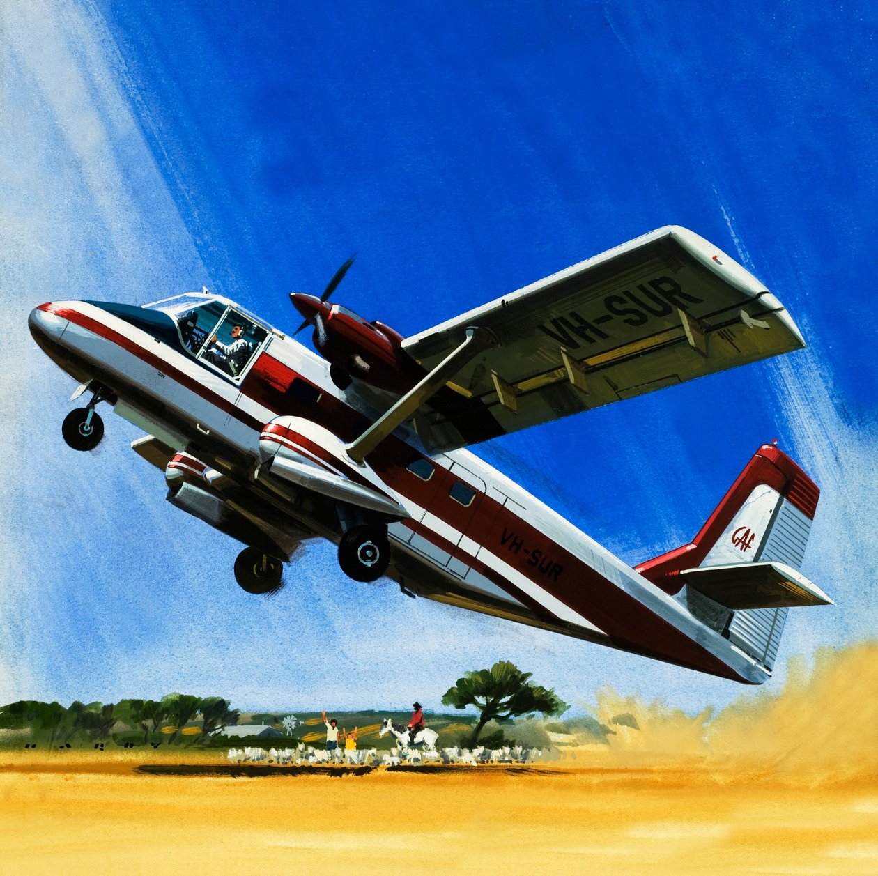 Zweimotoriges Nomad-Kurzstartflugzeug von Wilf (20th century) Hardy