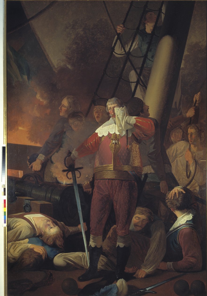 Christian IV. auf der "Dreifaltigkeit" in der Schlacht auf der Koldberger Heide 1644 von Wilhelm Bendz