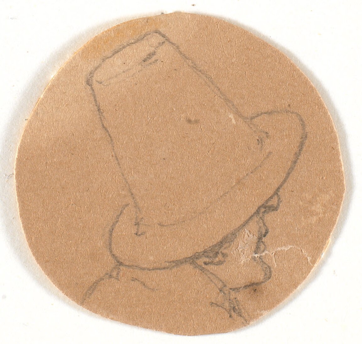 Männerkopf mit hohem Hut. Profil nach rechts von Wilhelm Bendz