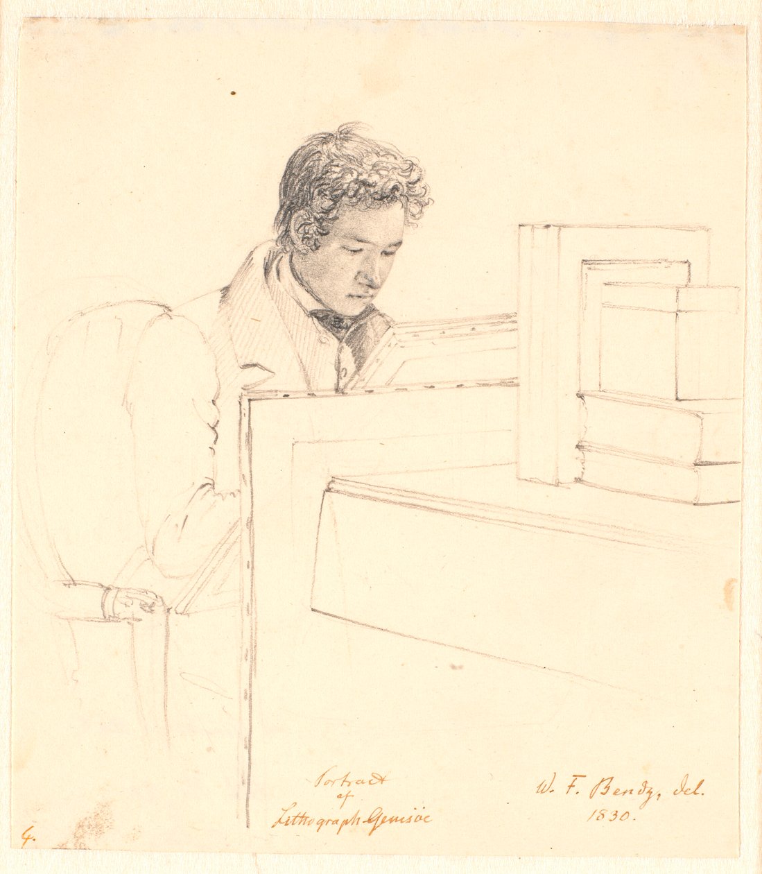 Porträt des Lithografen Peter Gemzøe von Wilhelm Bendz
