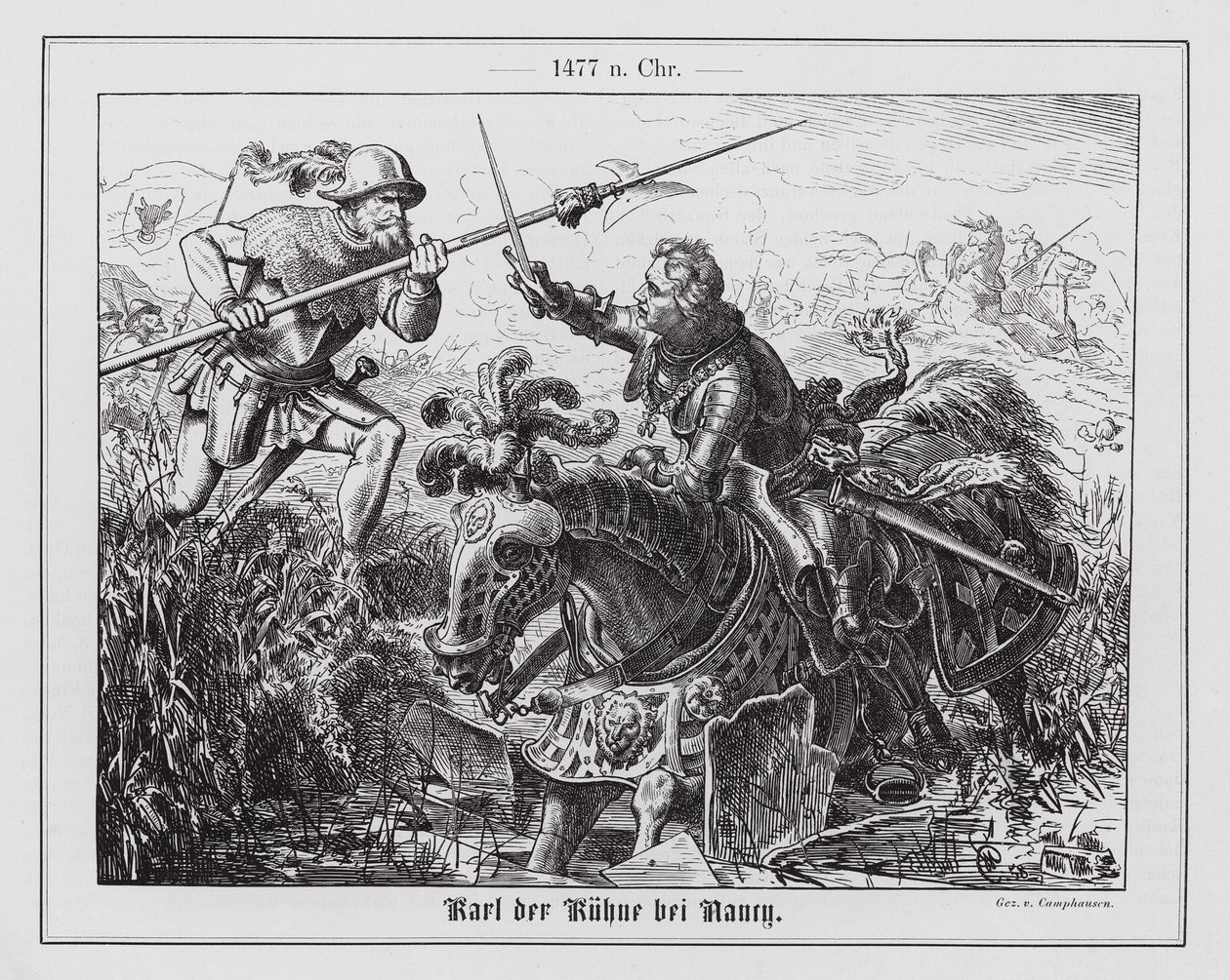 Karl der Kühne in der Schlacht von Nancy von Wilhelm Camphausen