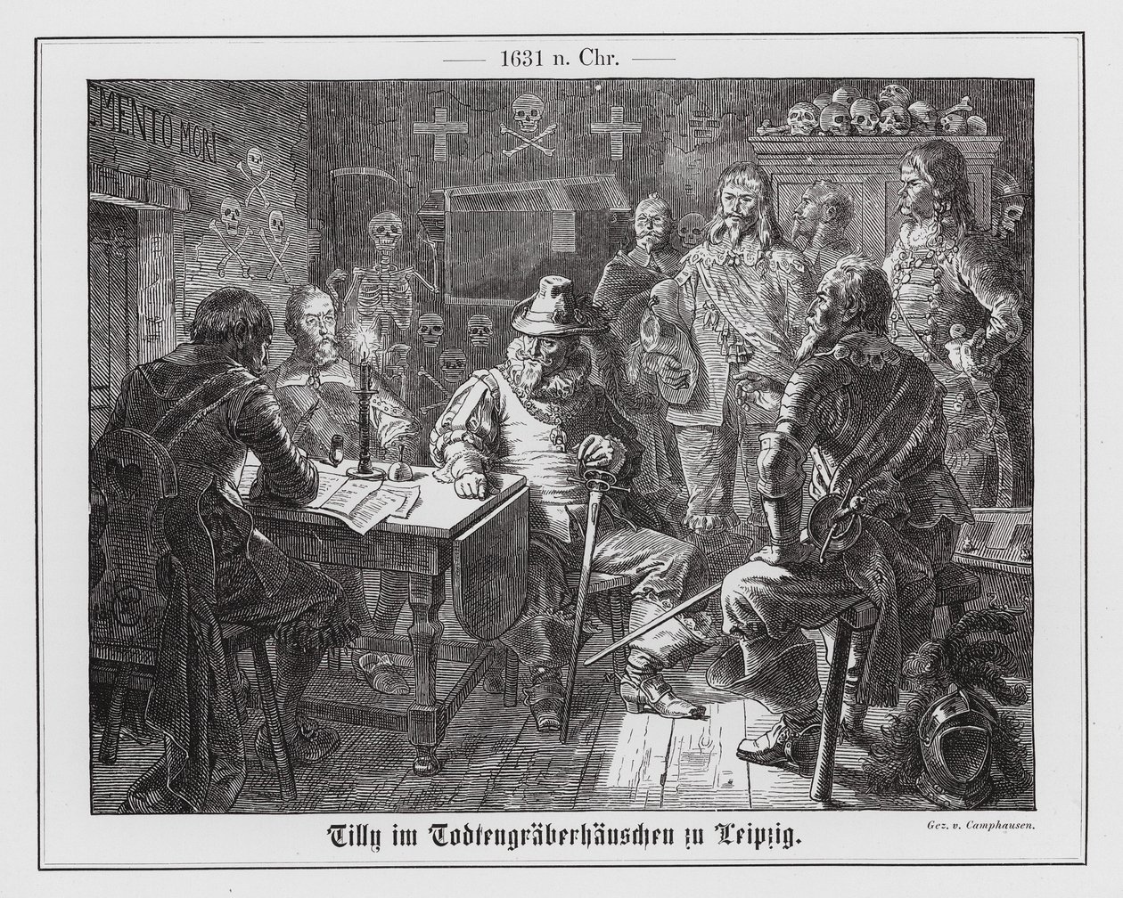 Graf Tilly im Haus des Totengräbers in Leipzig von Wilhelm Camphausen