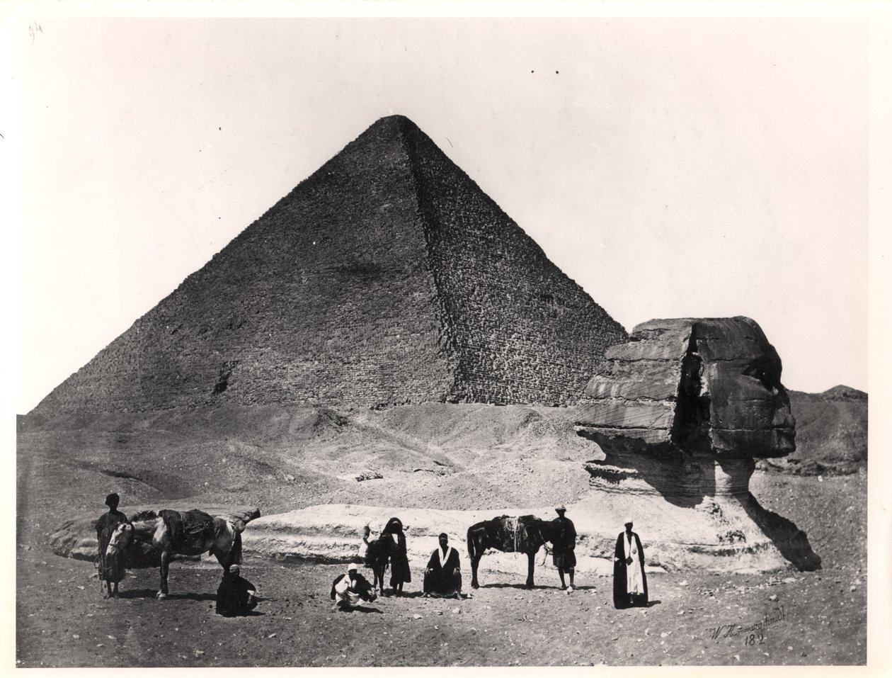 Die Sphinx und die Große Pyramide von Khufu in Gizeh, um 1860 von Wilhelm Hammerschmidt