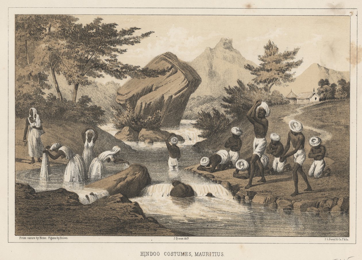 Hindoo-Kostüme, Mauritius, 1855 von Wilhelm Joseph Heine