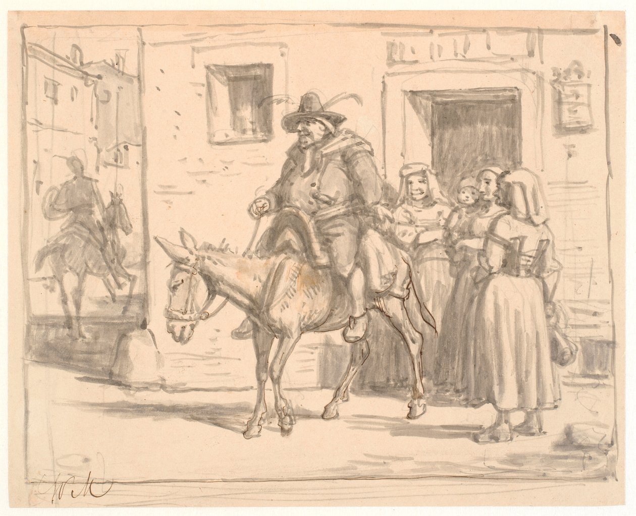 Don Quijote und Sancho Panza verlassen die Herberge von Wilhelm Marstrand