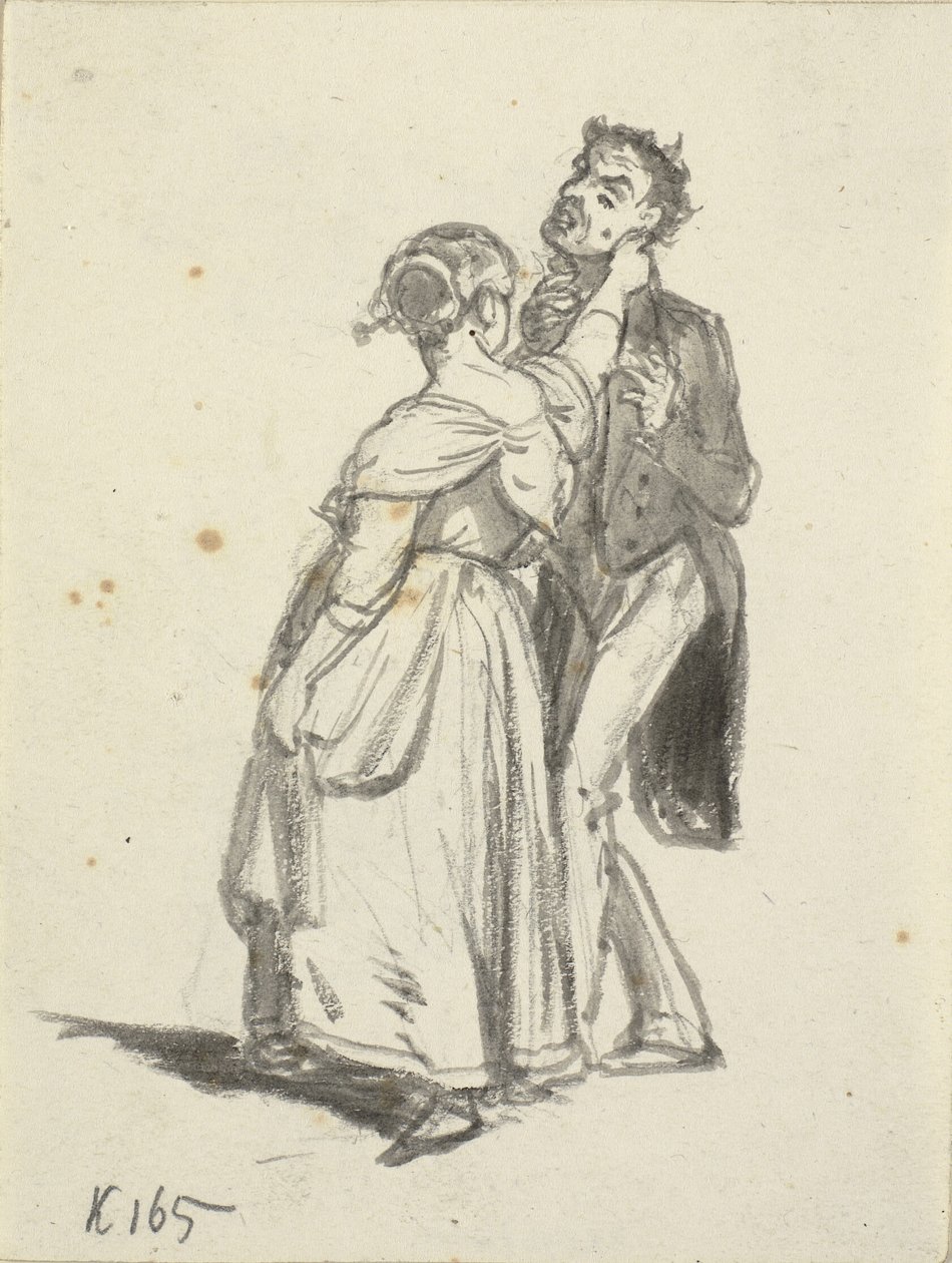 Ein Mädchen zieht einen Mann am Ohr von Wilhelm Marstrand