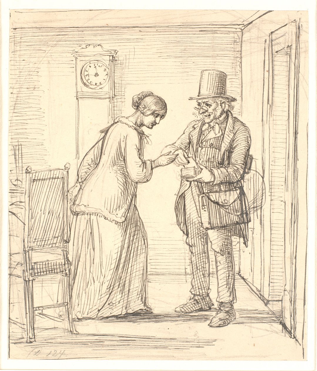 Eine junge Dame erhält einen Brief vom Postboten von Wilhelm Marstrand