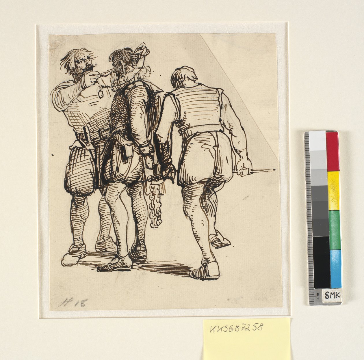 Gruppe mit Rosenkrantz rechts auf der oben genannten Zeichnung (kksgb7257) von Wilhelm Marstrand