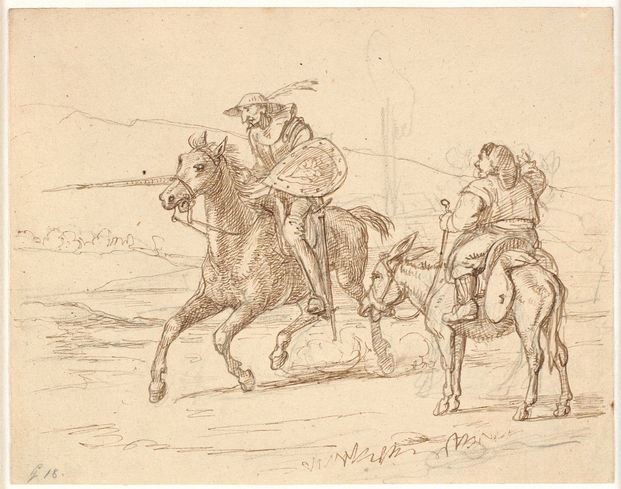 Während Sancho zusieht, greift Don Quixote an von Wilhelm Marstrand