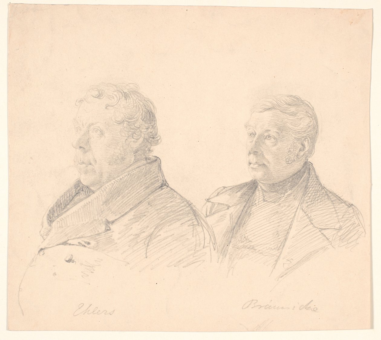 Porträts von zwei Roskilde-Bürgern "Ehlers" und "Brünniche" von Wilhelm Marstrand