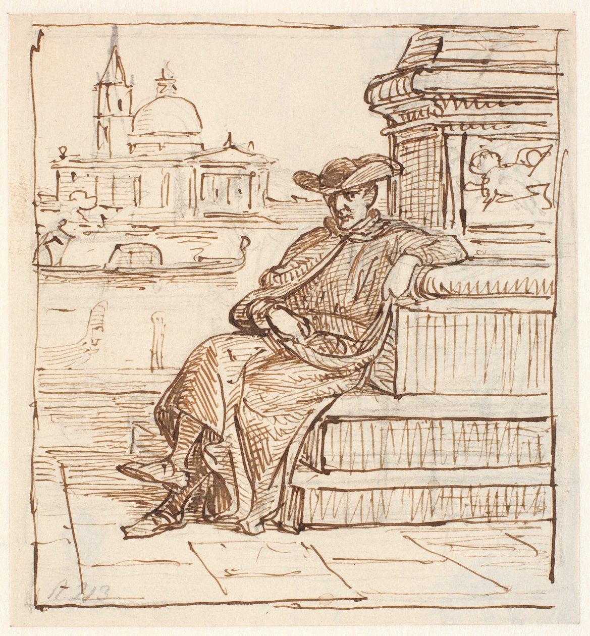 Priester bei der Marensäule auf der Piazetta von Wilhelm Marstrand