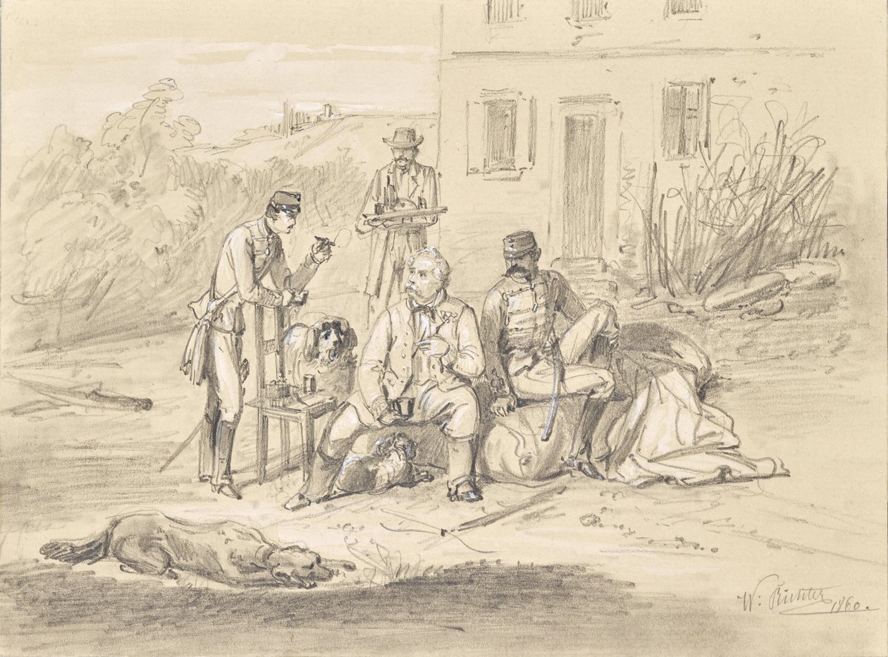 Drei Offiziere nach der Schlacht von Solferino von Wilhelm Richter