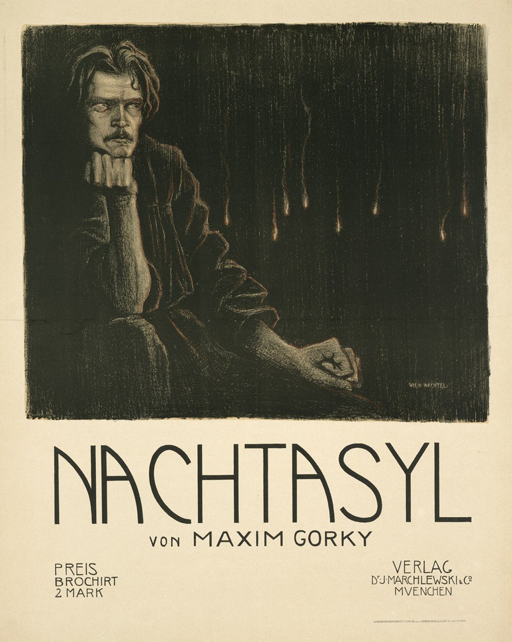 Plakat für das Theaterstück Die Niederungen von M. Gorki, um 1903 von Wilhelm Wachtel