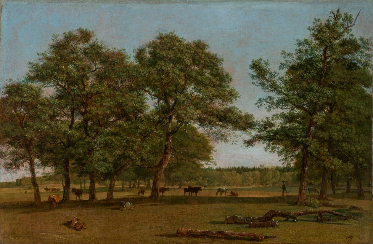 Weideauen bei Dietramszell (Weidelandschaft mit alten Eichen) von Wilhelm von Kobell