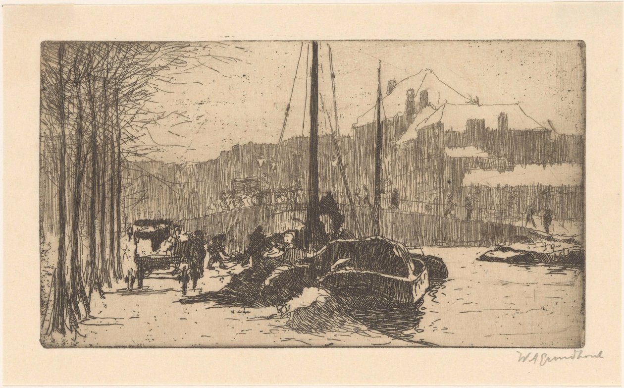 Schnee in der Stadt von Willem Adrianus Grondhout (signed by artist)