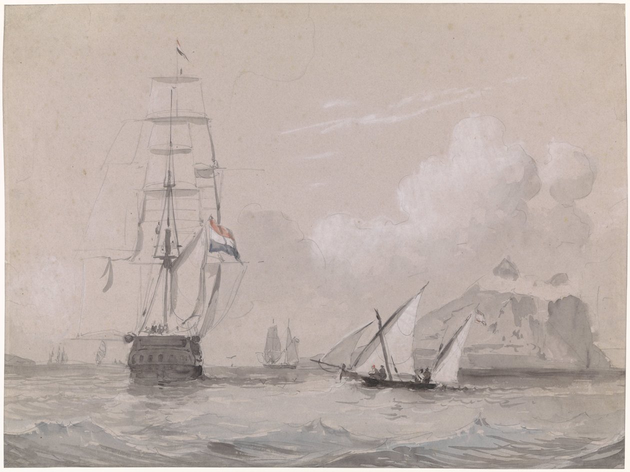 Holländisches Segelschiff vor der Küste von Gibraltar von Willem Anthonie van Deventer