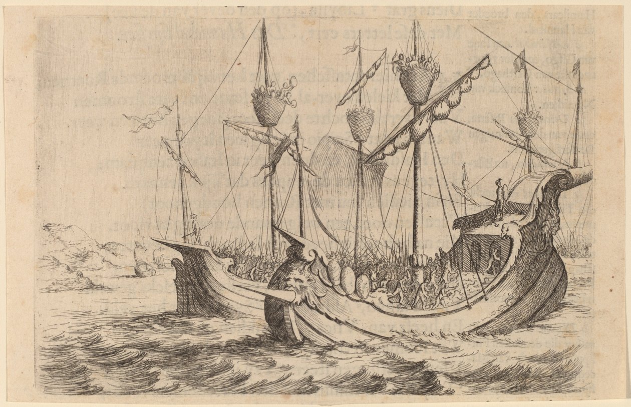 Hannibals Flotte kämpft gegen die Rhodier von Willem Basse