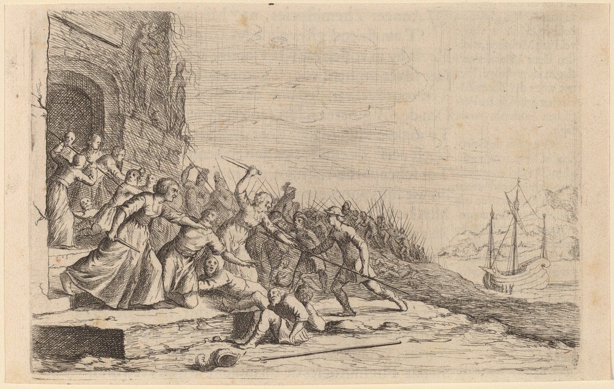 Die Anhänger von Solon verteidigen den Tempel der Venus, 1634 von Willem Basse