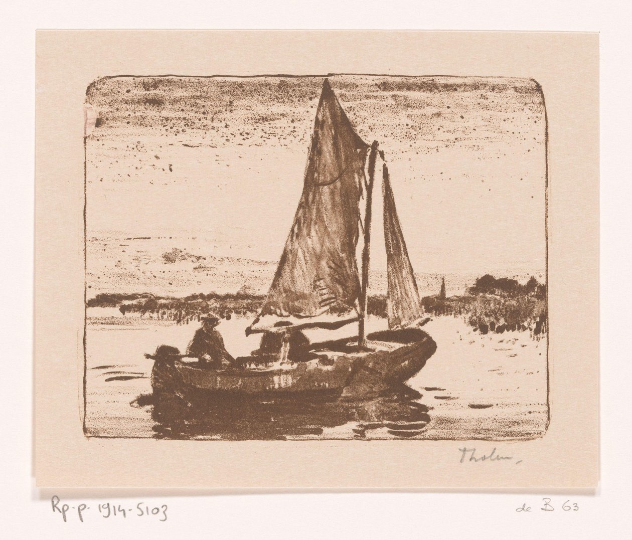 Mann in Segelboot von Willem Bastiaan Tholen (signed by artist)