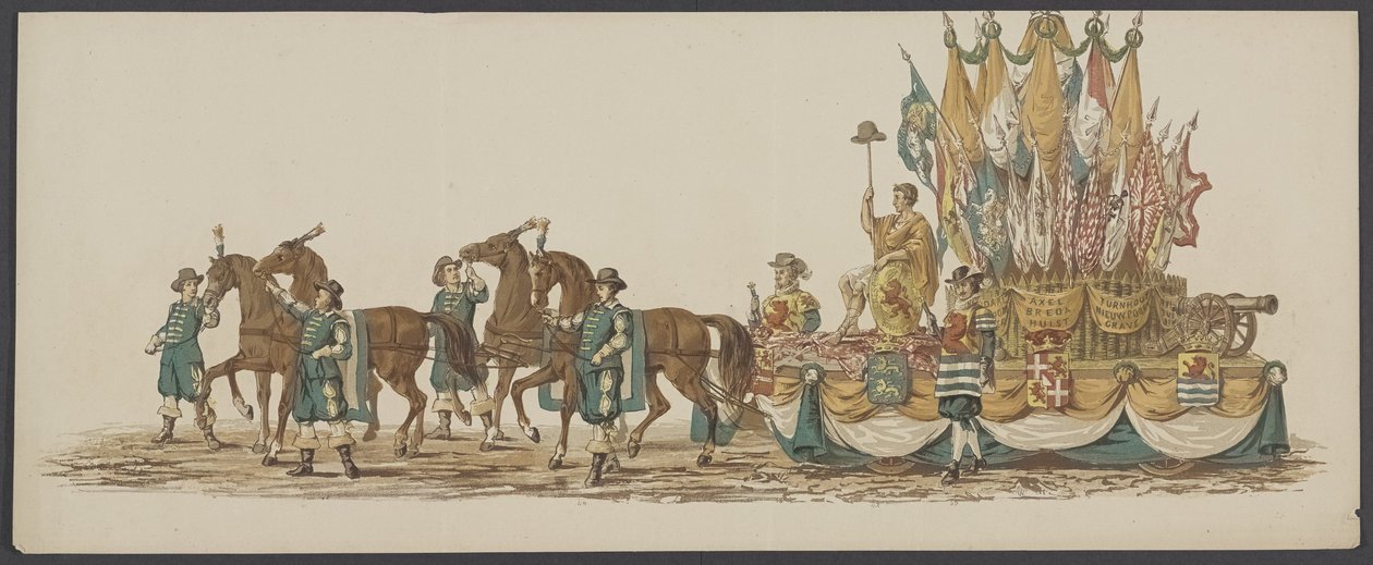 Delfter Umzug von 1862, dritte Gruppe Viertes Lustrum der Königlichen Akademie zu Delft - Ao. 1862 - Kostümierter Umzug (Serientitel) von Willem Bernardus IJzerdraat