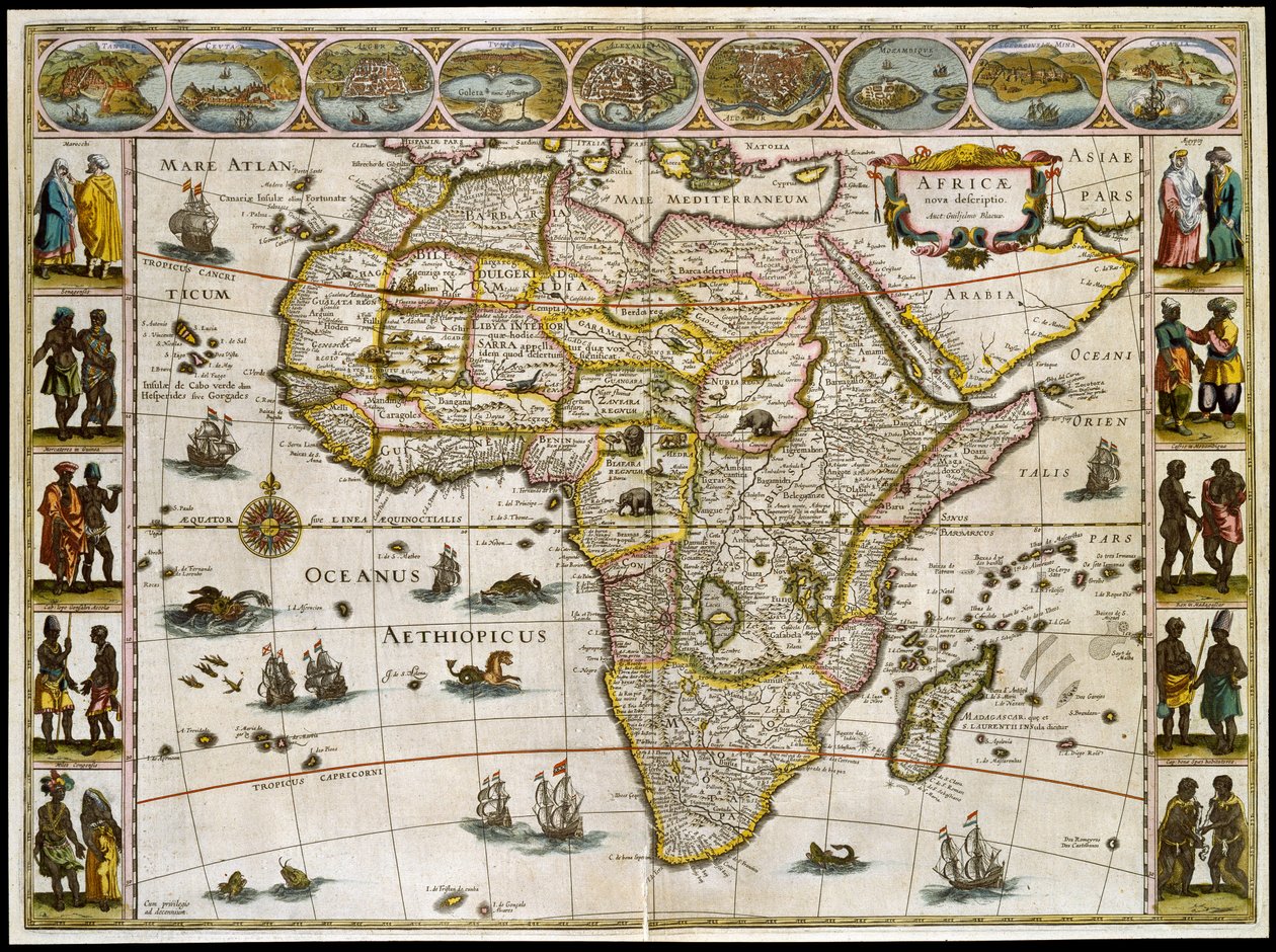 Karte von Afrika. Tafel aus einem Atlas von Willem Janszoon Blaeu von Willem Blaeu