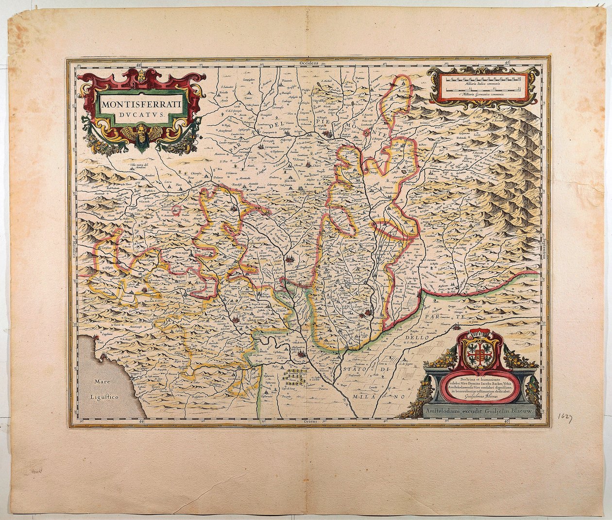 Das Herzogtum Monferrato, Karte von Willem Blaeu, Amsterdam, Kupferstich von Willem Blaeu