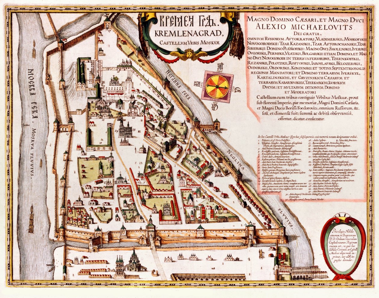 Der Moskauer Kreml Karte des 16. Jahrhunderts (Castellum Urbis Moskvae) von Willem Blaeu