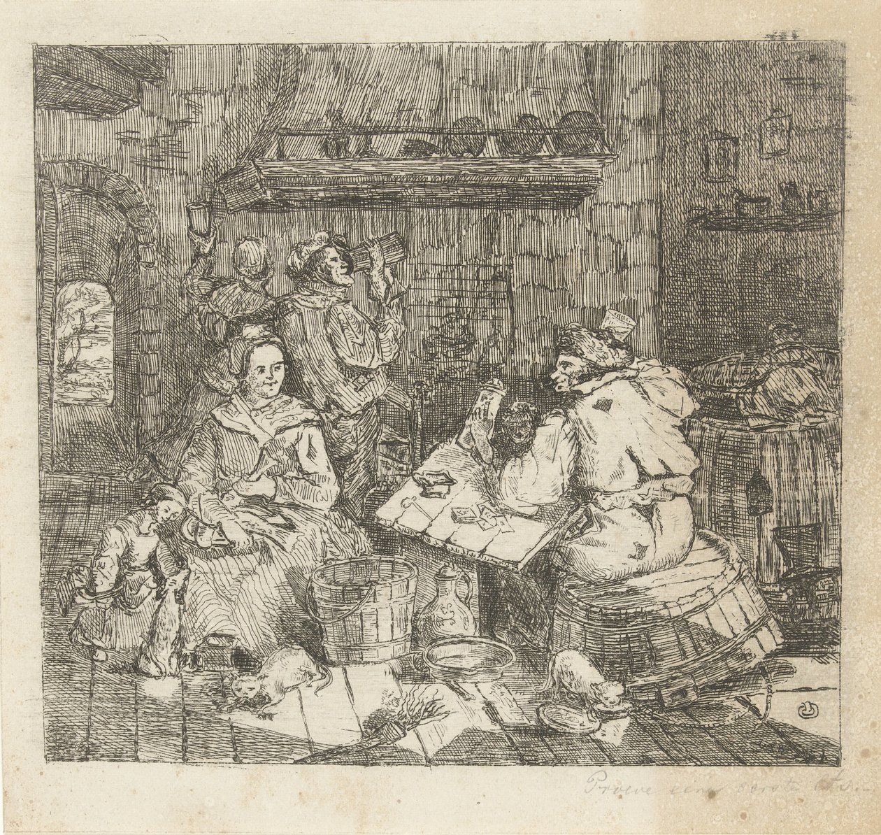 Kartenspielende und trinkende Männer in der Küche von Willem Cornelis van Dijk