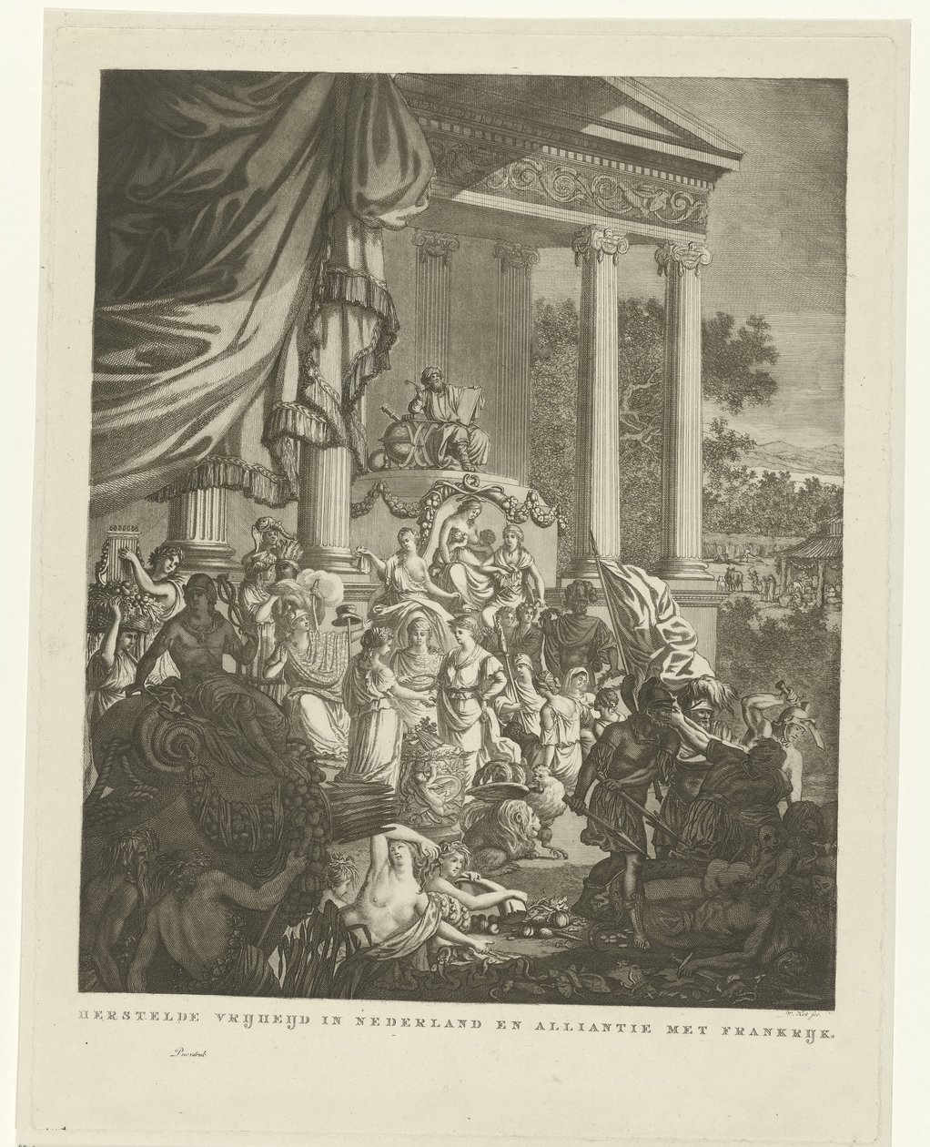 Allegorische Darstellung des Bündnisses zwischen den Niederlanden und Frankreich, 1795 von Willem Kok