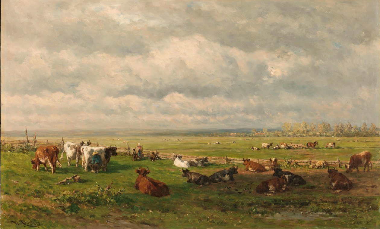 Wiesenlandschaft mit Vieh von Willem Roelofs (I)
