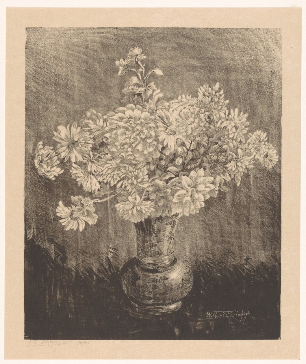 Chrysanthemen in einer Vase von Willem Roelofs (II) (signed by artist)