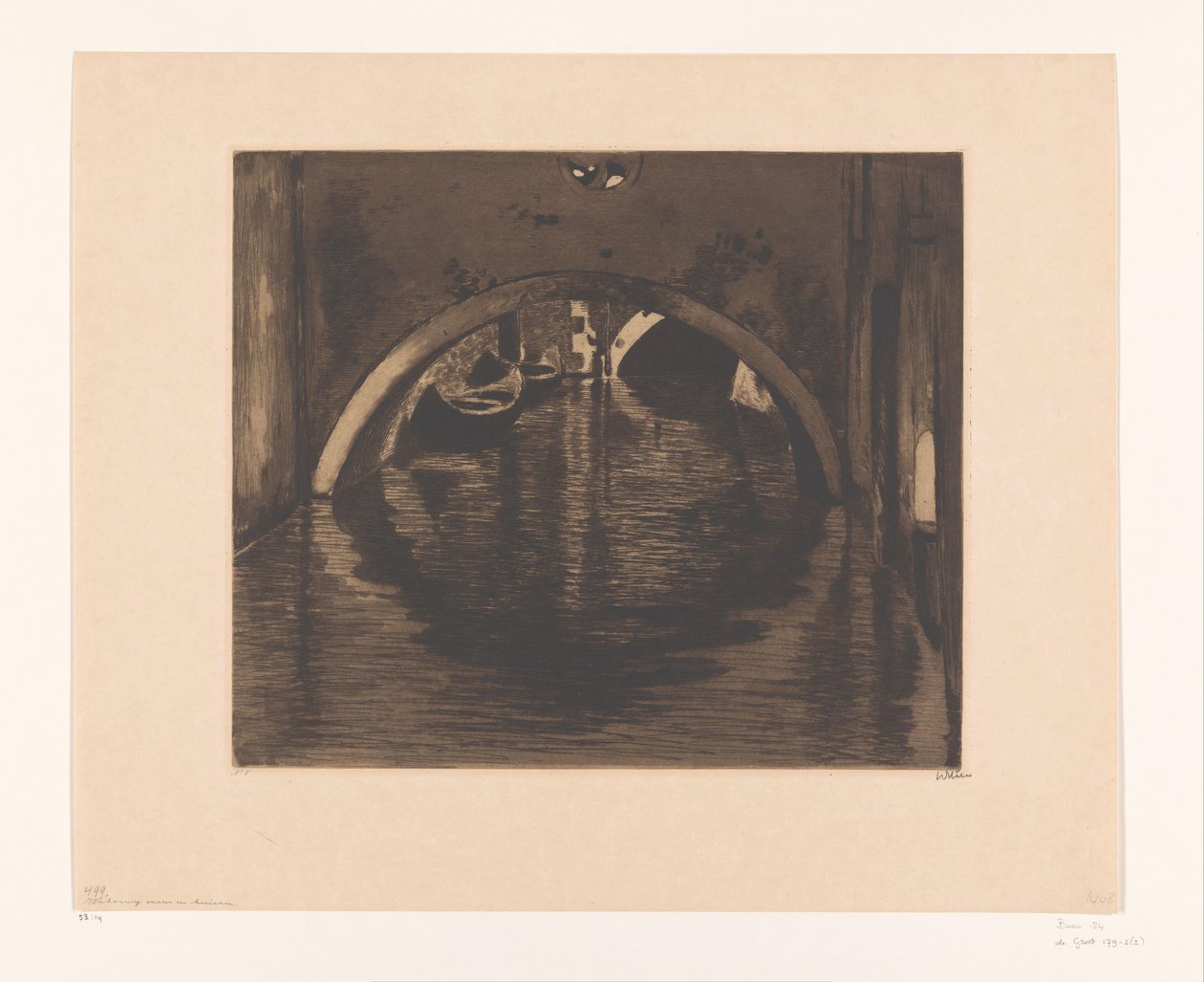 Ansicht unter einer Brücke mit zwei Ruderbooten von Willem Witsen (signed by artist)
