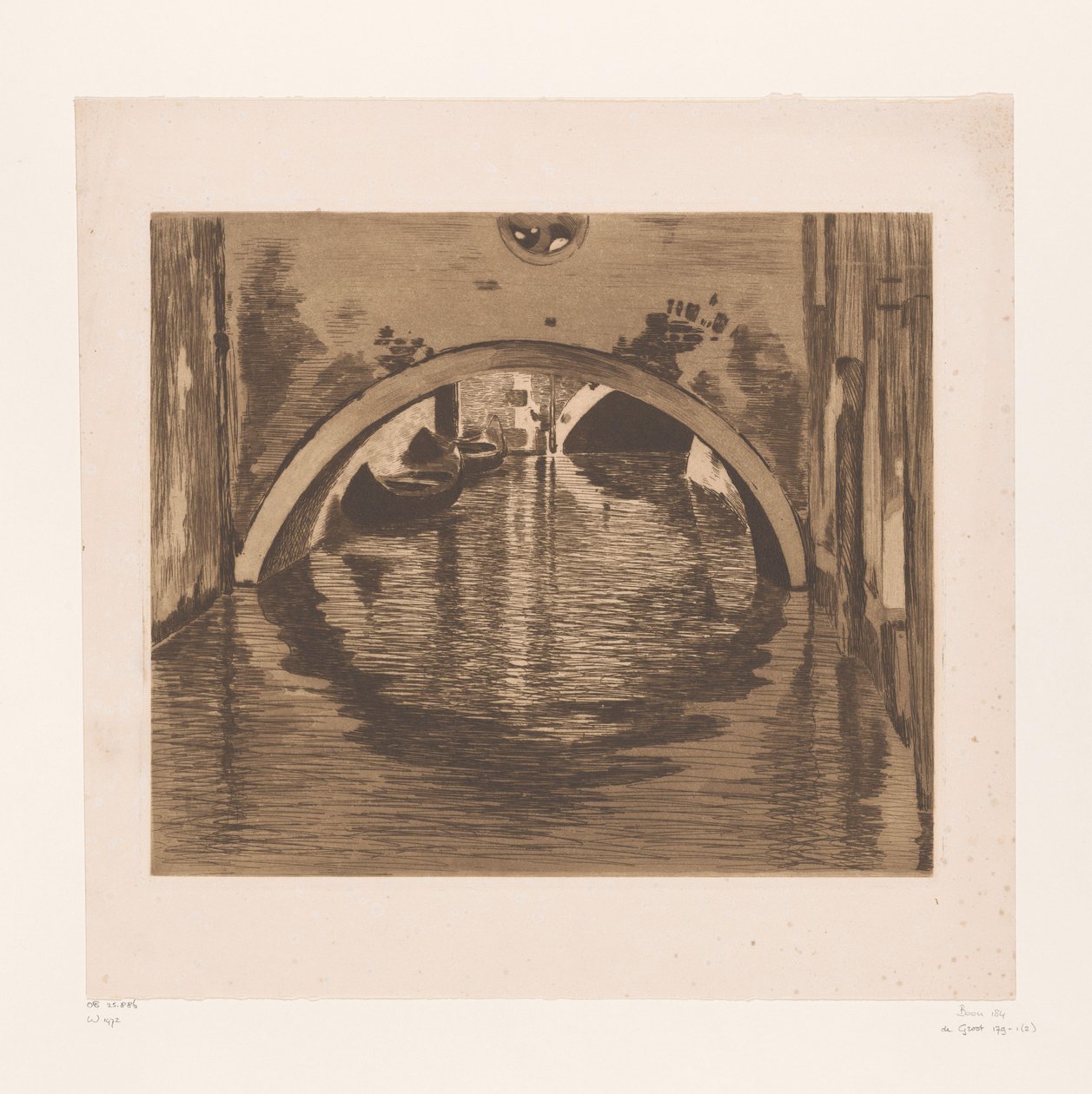 Blick unter eine Brücke mit zwei Ruderbooten von Willem Witsen (signed by artist)