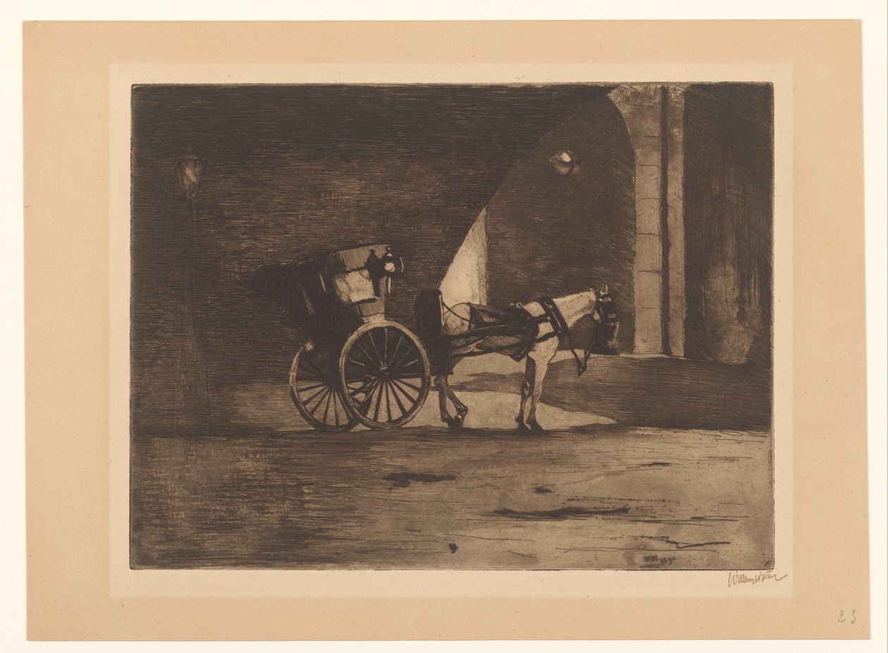 Kutsche unter der Waterloo Bridge in London von Willem Witsen (signed by artist)