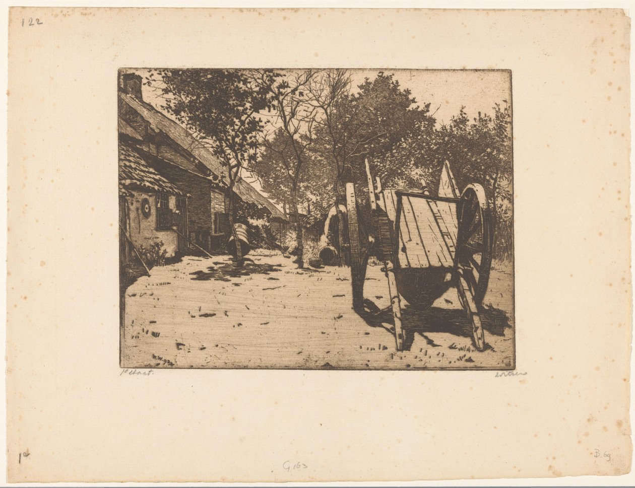 Wagen auf einem Bauernhof in Brabant von Willem Witsen (signed by artist)